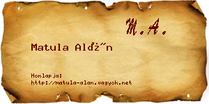 Matula Alán névjegykártya